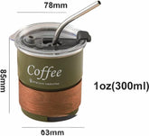 Liying 300ml Steel Coffee Cup Set with Lid (GREEN)